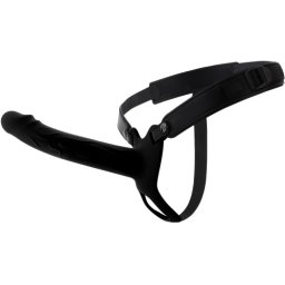 Dorinta Ascunsa Infern Strap-on cu Dildo Realist 20cm Scobit Gol in Interior cu Inel de Prindere de Testicule Negru