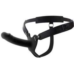 Dorinta Ascunsa Infern Strap-on cu Dildo Realist 16cm Scobit Gol in Interior cu Inel de Prindere de Testicule Negru