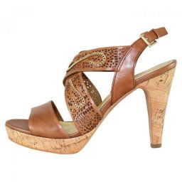 Sandale dama, maro, casual, din piele naturala, cu toc, Marco Tozzi 2-28367-22-Maro (Marime: 37)