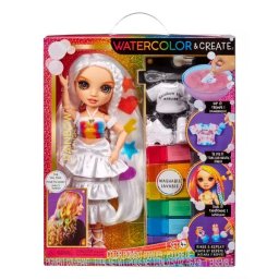 Rainbow High: Watercolor & Create - Păpușă de modă cu păr și haine colorabile și lavabile - în limba maghiară