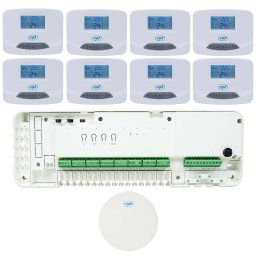 Kit automatizare Wi-Fi PNI CT28 Pro 8 pentru incalzire in pardoseala, aplicatie de mobil Tuya Smart, 8 unitati comanda si hub internet inclus