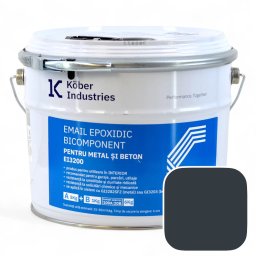 Email epoxidic, Kober Industries, EI3200, metal si beton, semi lucios, interior, Industrial Grey / Gri RAL 7016, 6 kg,