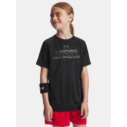 Boys' T-shirt Under Armour UA Tech Split Wordmark SS-BLK - Boys