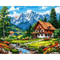 Set pictura pe numere, cu sasiu, Izolare in valea muntelui, 40x50 cm