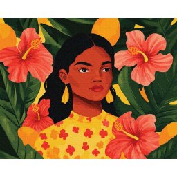 Set pictura pe numere, cu sasiu, Portret exotic in stil Gauguin, 40x50 cm