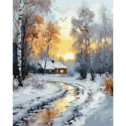 Set pictura pe numere, cu sasiu, Drum catre casa, 40x50 cm