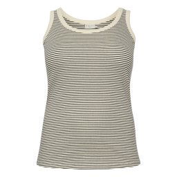 KAFFE CURVE Top negru / alb lână