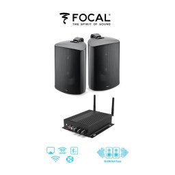 Pachet sonorizare premium de Terasa cu RAKOIT SA100 si 2 boxe FOCAL 100 OD8 Negre, WiFi Streaming, Bluetooth