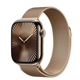 Apple Watch 10, GPS, Cellular, Carcasa Gold Titanium 42mm, Gold Milanese Loop