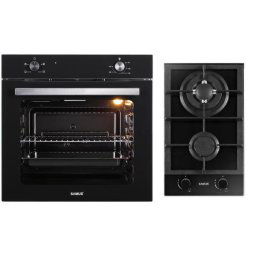 Pachet Samus B14 Cuptor incorporabil Samus SC621G4, Electric, 81 L, 4 functii + Plita incorporabila Samus PSG-32SG2, Gaz, 2 Arzatoare, Aprindere electrica, Siguranta, Negru