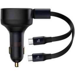 Incarcator auto Baseus Enjoyment 2in1 USB-C, 33 W, Negru
