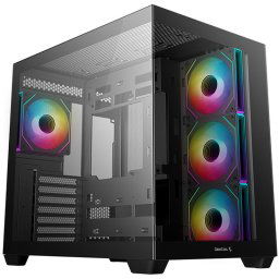 Carcasa Deepcool CG530, 4 ventilatoare, sticla securizata, RGB, Negru