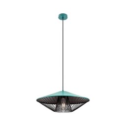 Redo 01-3010 - Lustră suspendată pe cablu GRILL, 1 x E27, 42W, 230V, Ø 49,5 cm, negru/turcoaz