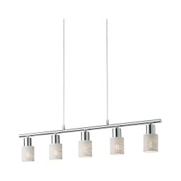 Redo VERTIGO 04-509 – lustră suspendată pe cablu, 5 x E14, max. 28 W, 230 V, crom lucios/alb