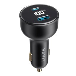 CC100W 1x USB-C + 1x USB-A PD 100W Negru
