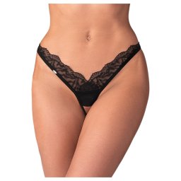 Obsessive - tanga transparentă din dantelă - negru - L/XL