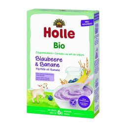 Terci cu lapte de capra, banane si afine, fara gluten, pentru copii, +6 luni Eco 200g Holle