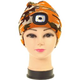 Căciulă cu lanternă, de camuflaj, portocalie