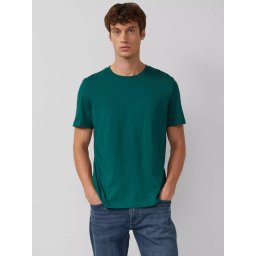 s.Oliver Tricou barbati, Regular fit cu decolteu la baza gatului, imprimeu uni, Verde inchis (SELECTATI MARIMEA: S)
