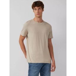 s.Oliver Tricou barbati, Regular fit cu decolteu la baza gatului, imprimeu uni, Bej (SELECTATI MARIMEA: S)