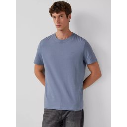 s.Oliver Tricou barbati, Regular fit cu decolteu la baza gatului, imprimeu uni, Bleumarin (SELECTATI MARIMEA: S)
