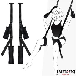 LateToBed BDSM Line Door Jam Sling Black