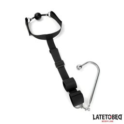 LateToBed BDSM Line Mouth Gag With Cuff And Anal Hook