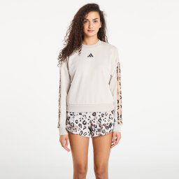 Hanorac adidas W Animal Print French Terry 3 Stripes Sweatshirt Wonder Aluminium/ Multicolor
