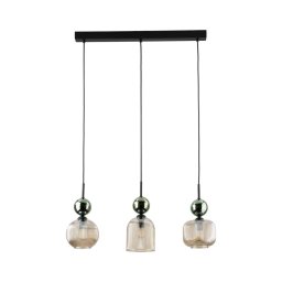 Corp de iluminat suspendat pe cablu SOPHIA 3xE14/10W/230V negru/verde/bej fumuriu