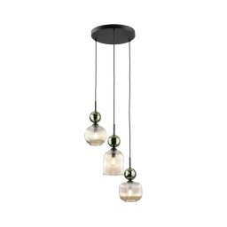 Lustră pe cablu SOPHIA, 3xE14/10W/230V, negru/verde/bej fumuriu