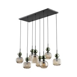 Candelabru pe cablu SOPHIA 8xE14/10W/230V negru/verde/bej fumuriu