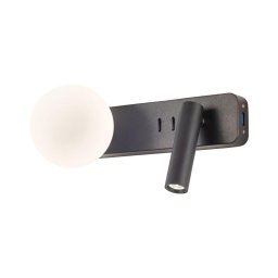 Redo 01-2994 - Aplica de perete LED OASIS LED/3W/230V+1xG9/10W USB CRI 90 neagră