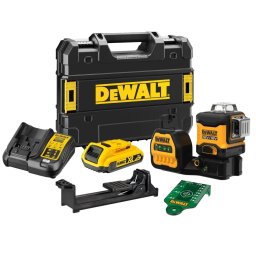 Nivela laser cu linii cu acumulator DeWalt DCE089D1G18-QW, raza de masurare 0-50 metri, 1 x 2 ah, incarcator si valiza transport Tstak