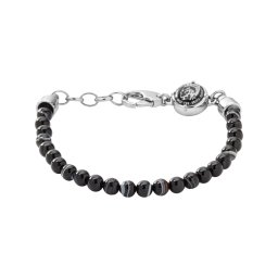 DIESEL Brățară 'Beaded Studs' negru / argintiu