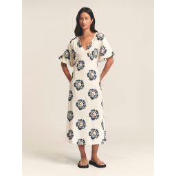 St MRLO Rochie 'Palm' bleumarin / alb lână