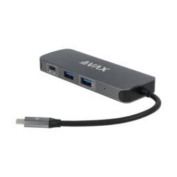 AVAX Hub USB - USB-C 8 în 1 2xUSB3.0, USB-C, HDMI, RJ45, TF/SD, 100W