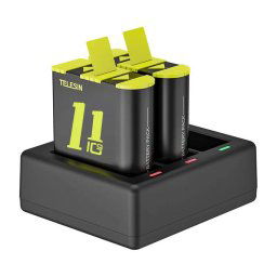 Telesin încărcător cu trei canale + 2 baterii pentru GoPro Hero 9 / 10 / 11 / 12 (GP-BTR-903-B)