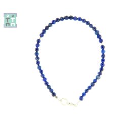 Bratara Lapis Lazuli Rotund Fatetat 3-3,6 mm - Diametru 58 mm - Accesorii Argint 925 - 1 Buc