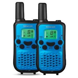 Set 2 stații walkie-talkie SMR 114 0.5W, 8 canale, frecvență 446 MHz, funcție VOX, lanternă, USB-C, Negru/Albastru
