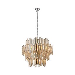 Endon 72746 - Lustru din cristal VIVIANA pe lanț, 15xE14/40W/230V, fumuriu
