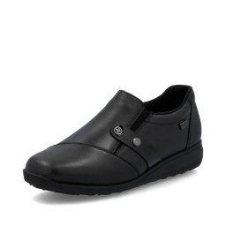 Pantofi damă Rieker 47250-00 negri din piele, confort și stil cu talpă flexibilă