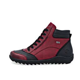Ghete casual damă Remonte R1456-35 roșu-negru cu fermoar și șiret, confort G, talpă flexibilă