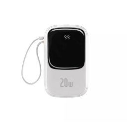 Powerbank Baseus Qpow PRO cu cablu Lightning, USB-C și port USB, 20000mAh, 20W (alb)
