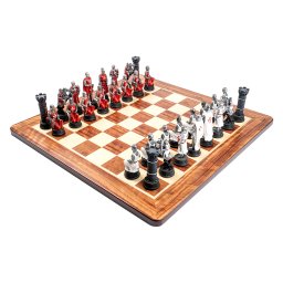 Set sah cu piese tematice Templierii cu tabla Padauk