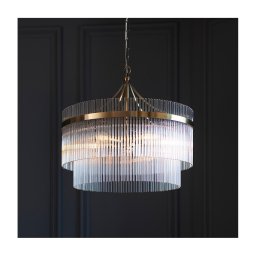 Endon 99166 - Candelabru MARIETTA cu lanț, 5xE14/7W/230V, alamă/sticlă clară