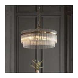 Endon 112574 - Candelabru suspendat pe lanț MARIETTA GRAND 7xE14/7W/230V alamă/sticlă clară