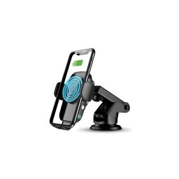 Aligator HAK2 - Suport auto pentru telefon cu prindere automată și încărcare wireless, negru