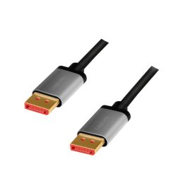 CABLU video LOGILINK, DisplayPort (T) la DisplayPort (T) 1.4, 1m, Conectori auriti, Rezolutie maxima 8K (7680 x 4320) la 60 Hz, Aluminiu, Triplu ecranaj, Negru-gri, "CDA0104