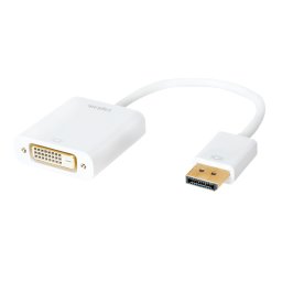 CABLU video LOGILINK, adaptor DisplayPort (T) 1.1 la DVI-D DL (M), 0.15m, conectori auriti, rezolutie maxima Full HD (2560 x 1600) la 60 Hz, plastic, dublu ecranaj, alb