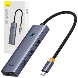 HUB USB Baseus UltraJoy 4 in 1, input USB Type-C, output 4 x USB 3.0, gri "B0005280A813-03